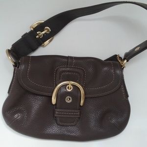 Authentic Coach Mini Soho Flap  Brown Leather